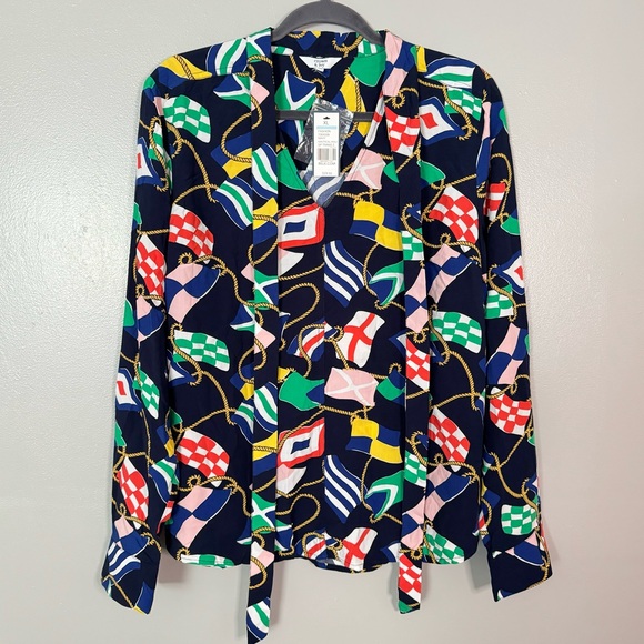 NWT Crown&Ivy Nautical Flags Blouse - Picture 1 of 10